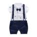 Nyan Cat May's Baby Boys Bowtie Faux Suspenders Romper Onesie 6-12 Months Navy