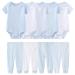 chamie Newborn Baby Bodysuit Short-sleeved One-piece Baby Pants Baby vests 5 Pcs with Trousers 4 Pcs Pure Cotton Suitable for Boys and Girls 0-12M Blue2 9-12 Months