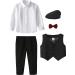 Mint Green Baby Boys 5pcs Wedding Suit Set | Black Blazers, Shirt, Trousers, Waistcoat, Bowtie & Cap | 12-18 Months | 1-4 Years - Buy Online on GoSupps.com