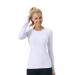 FITTIN Long Sleeve Workout Tops for Women- Seamless Crew Neck Sport Long Sleeves Running Yoga Dance Pilates Womens Tops White Small