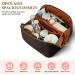 Aucuu Large Capacity Travel Cosmetic Bag | PU Leather | Waterproof | Portable Makeup Organizer - Checkered Dark Brown - Buy Online on GoSupps.com