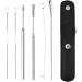 The Most Professional Ear Cleaning Master in 2023 Earwax Cleaner Tool 6 Pcs Ear Cleaner Earwax Removal Kit Stainless Steel Ear Wax Removal Tool with PU Leather (Black)