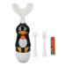 Children-U-shaped toothbrush electric children's toothbrush U-shaped silicone sonic toothbrush with 3 brush heads for children from 6 to 12 years (black)
