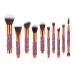 10x Makeup Brushes Set Foundation Powder Eyeshadow Eyeliner Lip Brush Tool Glow in The Dark Lipstick One Size Gold