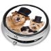 Cute Dogs Round Pill Box - 3 Compartment Portable Travel Medicine Organizer - Mini Decorative Pocket Holder for Tablets & Vitamins - Buy Online on GoSupps.com
