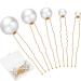 18 Pieces Wedding Pearl Hair Pins Bridal Rhinestone Pearl Hair Clips Hair Accessories U Shaped Bobby Pin Hair Barrette for Bride Bridesmaid Women Girls Hair Style(White-Gold)
