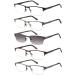 Amcedar Metal Half-Frame Reading Glasses Men 5-Pack Spring Hinges Stainless Steel Material Sun Readers 1.00 5 Pairs Mix 1.0 x