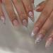 24 Pcs Medium Almond Press-On Nails - Nude & Glitter Full Cover Fake Nails | Glossy 5D Acrylic French Nails for Women & Girls - Buy Online on GoSupps.com