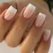 24 pieces press on nails short pink white color gradient angular french artificial nails acrylic full cover nails to stick on square fingernails artificial nails fake nails for women & girls nude color gradient