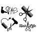 Hair Stylist Decal 4 Pack: Love Heart Comb and Scissors Hair Life (Hairstylist Black Small 3.5) Hairstylist Black Small 3.5