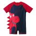 HUAANIUE Baby Boys Swimsuit Hat Short Sleeve One Piece Swimwear Zip Rash Guard Sun Protection Wetsuit Cap UPF 50+ 6M-4Y Swimming Hat Bathing Beachwear 1-2 Years 03 Reddinosaur Swimwear