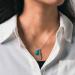 Mosako Boho Turquoise Necklaces Silver Feather Pendant Necklace Chain Short Delicate Dainty Necklaces Jewelry for Women