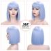 Light Blue Short Bob Wig with Smooth Pony - Synthetic Hair for Women | Perfect for Christmas Cosplay Party & Daily Use - Buy Online on GoSupps.com