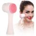 Facial Cleansing Brush Soft Double Sides Deep Cleaning Face Brush Silicone Face Exfoliator Brush Cleanser with Handle for Skincare - Pink - Buy Online on GoSupps.com