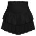 LAEMILIA Womens Elastic Waist Flared Short Skirt Floral Print Pleated Mini Skater Skirt with Drawstring XL 02-black