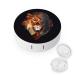 Abstract Lion Head Round Storage Case For Contact Lens Print Portable Contact Lens Box Kit with Mirror Cute