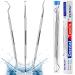 3Pcs Dental Tools, 100% Surgical 304 Stainless Steel Dental Pick, Professional Teeth Cleaning Kit for Home Use, Tartar Plaque Remover for Teeth Dentist Tools, Dental Scaler- with Traveling Case