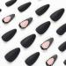 24 Pcs Black Tip Almond French Press-on Nails - Medium Length Glossy Full Cover False Nails for Women and Girls - Buy Online on GoSupps.com