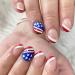24 pcs 4th of July Press on Nails Short Square French Tip Fake Nails with American Flag Patriotic Design Stick on Nails for Acrylic False Nails Artificial Glossy Nude Nails for Independence Day