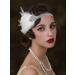 Sweetv 1920s Flapper Headband | Great Gatsby Feather Headpiece - Roaring 20s Vintage Hair Accessory in White - Buy Online on GoSupps.com
