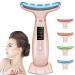 youngfocus Face-Neck-Massager Vibration Cooling and Thermal Functions for Multifunctional Skin Care Anti-Aging Face Massager Improve Firm Tightening and Smooth (Pink)