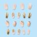 Short Light Pink & White Gradient Coffin Press On Nails - 24 Pcs with Gold Sequins Rhinestones & Pearl Designs - Perfect for International Shipping - Buy Online on GoSupps.com