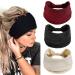 Fashion band women front belts 3 PCs boho criss cross head wrap hair band elastic turban hair band yoga running sports workout headwraps for girls.(Monochrome)