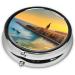 Buy Sunset in Barcelona Round Pill Box Organizer - 3 Compartments for Travel & Daily Use - Portable Design for Purse & Pocket - Buy Online on GoSupps.com