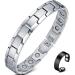 Vicmag Magnetic Bracelets Men Titanium Steel with Ring Ultra Strength Magnets with Adjustment Tool & Gift Box (Single-Row Silver)