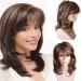 Wig Women short curly hair wig oblique bangs micro volume long hair brown pick dyed short hair