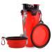Moacc 800ml portable water bottle and feed bottle 2-in-1 drinking bottle with 2 folding bowls for dogs dog bowl foldable Wasserne bowl for camping walking hiking and training (red)