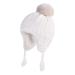 LANGZHEN Toddler Kids Infant Winter Hat Earflap Knit Warm Cap Fleece Lined Beanie for Baby Boys Girls 6-12 Months White