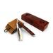 A.P.Donovan - Excellent 7/8 "razor with grip made of mahogany wood - incl. Wood box and leather string string for sharpening + retrieval - Razor