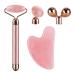 4-in-1 Face Massager and Gua Sha Set for Women Rose Quartz Face Roller Skin Care Tools Electric Eye Massager Tool for Face Skin Roller