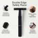 Matte Black Double Edge Safety Razor + 10 Platinum Coated Blades | Men's Single Blade Shaving Razor | Travel Essential for Women | Reusable - Buy Online on GoSupps.com