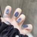 3pcs Set of Blue Gray Smoke Blue Fake Nail Patches for Wearing Finished Nail Patches