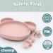 Suction Plate Baby Cutlery Set Chomp - Includes Baby Toothbrush, Weaning Set, Spoon, Fork, Suction Bowls - Rose Pink | Dishwasher Safe - Buy Online on GoSupps.com