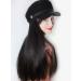BGHJUE Wig female long hair hat wig one female fashion realistic navy hat autumn and winter long straight hair wig