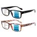 CLASAGA 2 Pack Progressive Multifocus Reading Glasses for Women Men with Spring Hinge Blue Light Blocking Multifocal Readers Black/Tortoise 2.25 x
