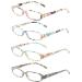Reading Glasses 4 Fashion Women Eyeglasses with Floral Design Classic Spring Hinge Readers Multicolor 2.5 x