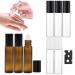 ZEACct 8 pieces 10 ml of etheric oil scooter bottles glass bottles stainless steel roller balls glass roll-on bottles roll on glass bottles for filling mini refillable glass roll on bottles