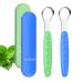 New Version Tongue Scraper Cleaner for Adults & Kids, Medical Grade Metal Tongue Brushes Set for Fresh Breath Dental Eliminate Bad Breath in Seconds (2 pcs) 2 Count (Pack of 1) Blue&Green Case