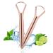 Acwoo tongue cleaner stainless steel 2 pieces of tongue scrap tung skraper with handles for adults oral care tongue scraper probadate against bad breath tongue brush heals bad breath (rose gold)