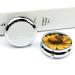 Round Yellow Flower Pill Box with Black Bee | 3 Compartment Decorative Metal Organizer | Portable Pocket Pill Case - Buy Online on GoSupps.com