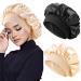 AliLeader Silk Hair Wrap for Sleeping 2Pcs Soft Silk Bonnet for Sleeping Colorful Satin Bonnet Sleep Cap for Curly Hair Hair Bonnet for Sleeping Bonnets for Black Hair (Black+Champagne)