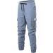 Elegancity Mens Cargo Jogger Trousers Work Pants Regular Fit Drawstring Sweatpants Sports Bottoms with Pockets - 32 A Sky Blue - Buy Online on GoSupps.com