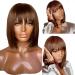 Chocolate Brown Bob Wig with Bangs for Black Women - 100% Brazilian Virgin Human Hair, 2x1 HD Lace, Glueless, 150% Density, 8 Inch Straight - Buy Online on GoSupps.com