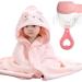 DKDDSSS 2PCS Hooded Baby Towel Baby Bath Towel Bathing Towel for Kids Babies Unique Animal Design Soft Absorbent for Newborn Baby Boy and Girl (pink)