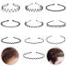 10 pieces of hair tires men metal hair ripe women zigzag hair band men black wave headband hair bands for men women for outdoor sports