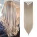 Silk-co Clip in Hair Extensions 26" Blond&Silver Grey 100% Synthetic Hairpiece Extension 8pcs Long Straight Hair Pieces For Full Head 26 Inch Straight #Blond&Silver Grey